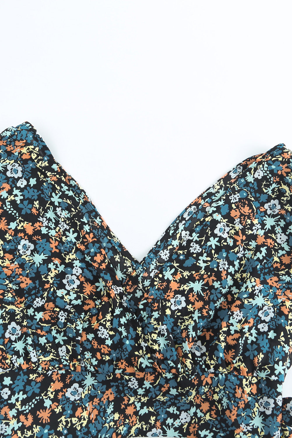 Black Multicolor Floral Ruffled Crop Top and Maxi Skirt Set 100%Polyester Two Piece Sets by Fleurcouture | Fleurcouture