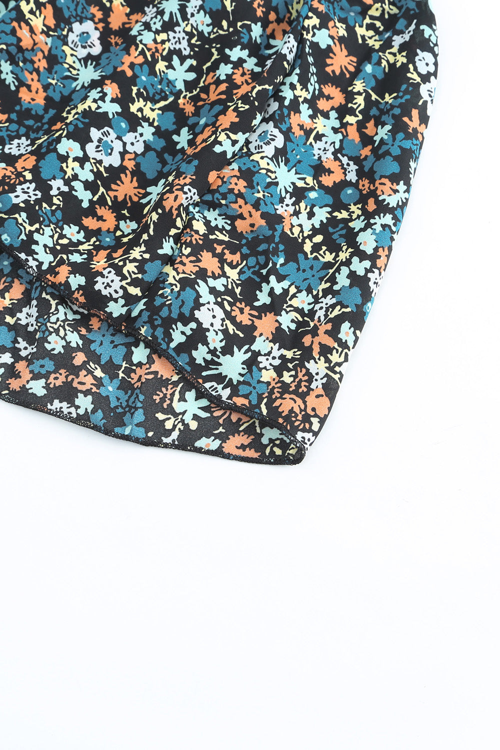 Black Multicolor Floral Ruffled Crop Top and Maxi Skirt Set 100%Polyester Two Piece Sets by Fleurcouture | Fleurcouture