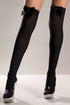 Black Opaque Thigh Highs With Satin Bow Black Q by BE WICKED | Fleurcouture