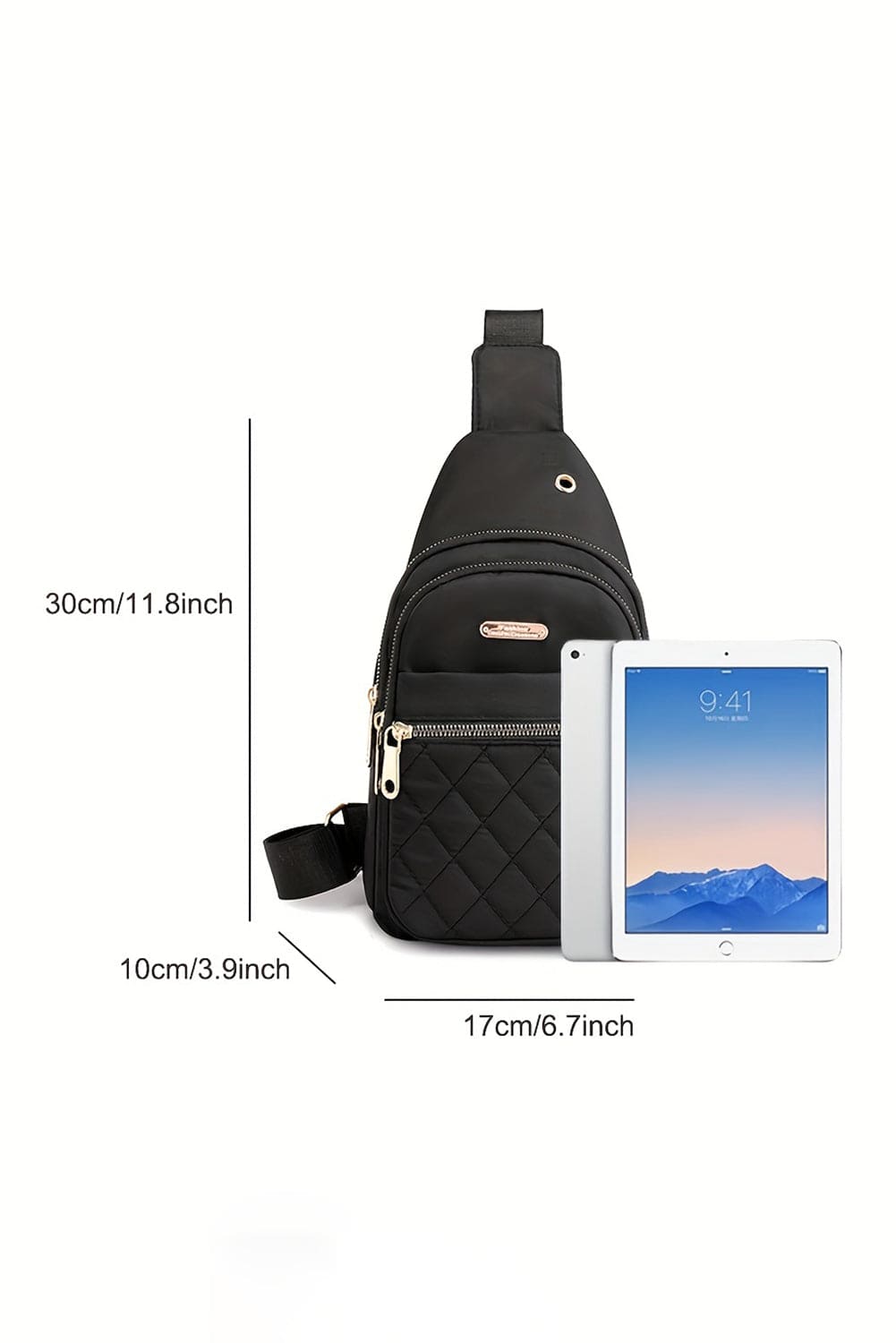 Black Quilted Multi-Pocket Zip Crossbody Chest Bag Black ONE SIZE 100%PU Shoes &amp; Bags by Fleurcouture | Fleurcouture