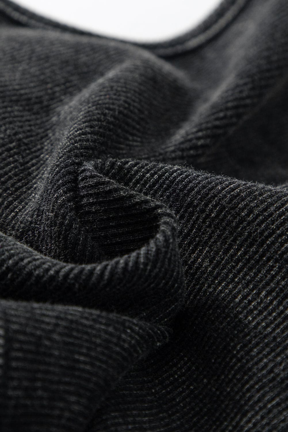 Black Ribbed Mineral Wash Racerback Cropped Tank Top 98%Cotton+2%Elastane Tops by Fleurcouture | Fleurcouture