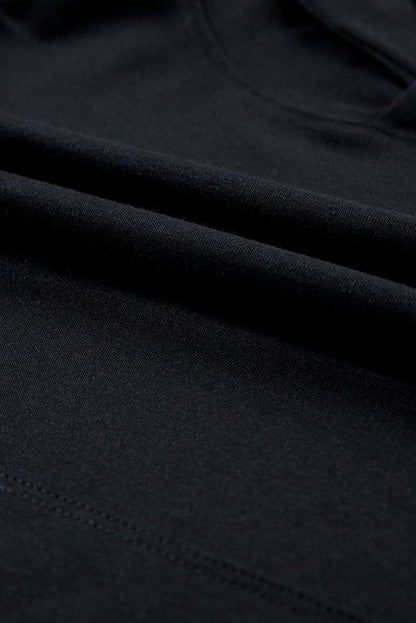 Black Solid Color Sleeveless Hoodie and Shorts Set 80%Polyester+20%Cotton Two Piece Sets by Fleurcouture | Fleurcouture