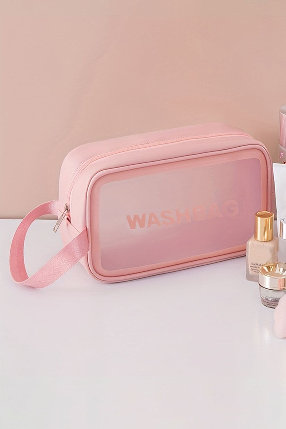 Black WASHBAG Print Clear Frosted Waterproof 3pcs Bag Set Pink ONE SIZE 100%ABS Accessories by Fleurcouture | Fleurcouture