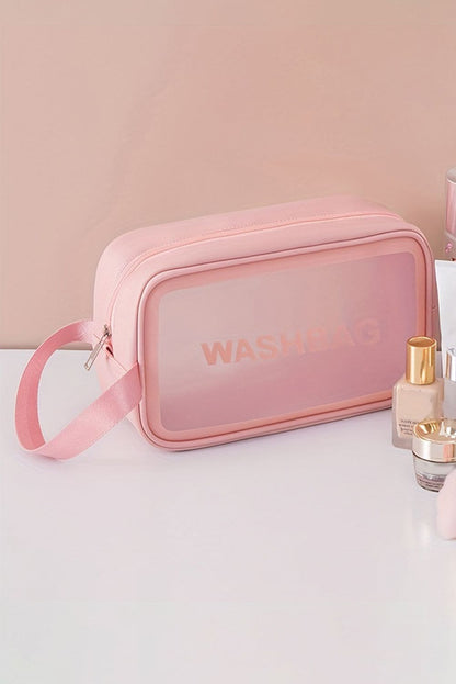 Black WASHBAG Print Clear Frosted Waterproof 3pcs Bag Set Pink ONE SIZE 100%ABS Accessories by Fleurcouture | Fleurcouture