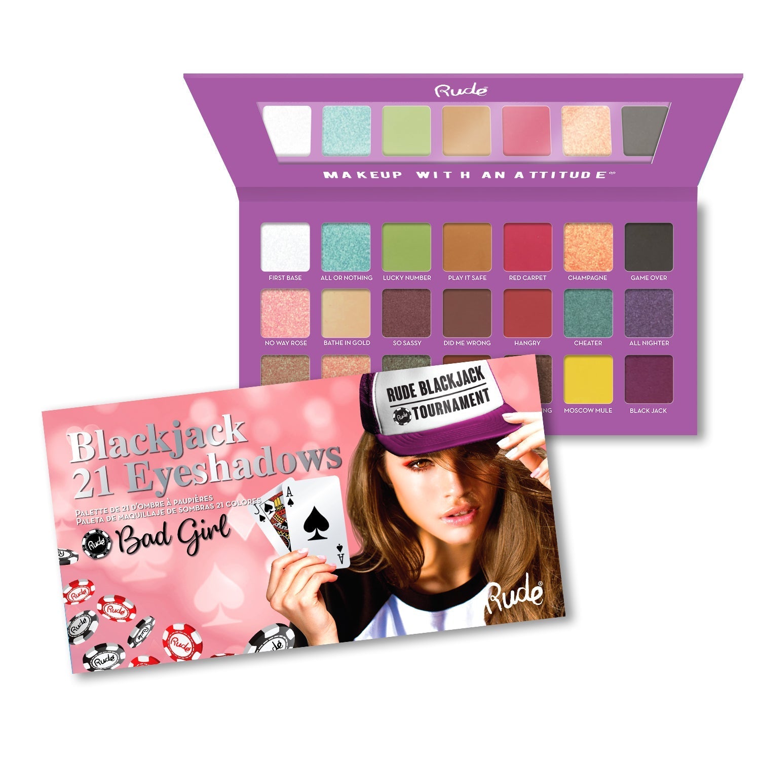 Blackjack 21 Bad Girl Eyeshadow Palette Eyeshadow by Rude Cosmetics | Fleurcouture