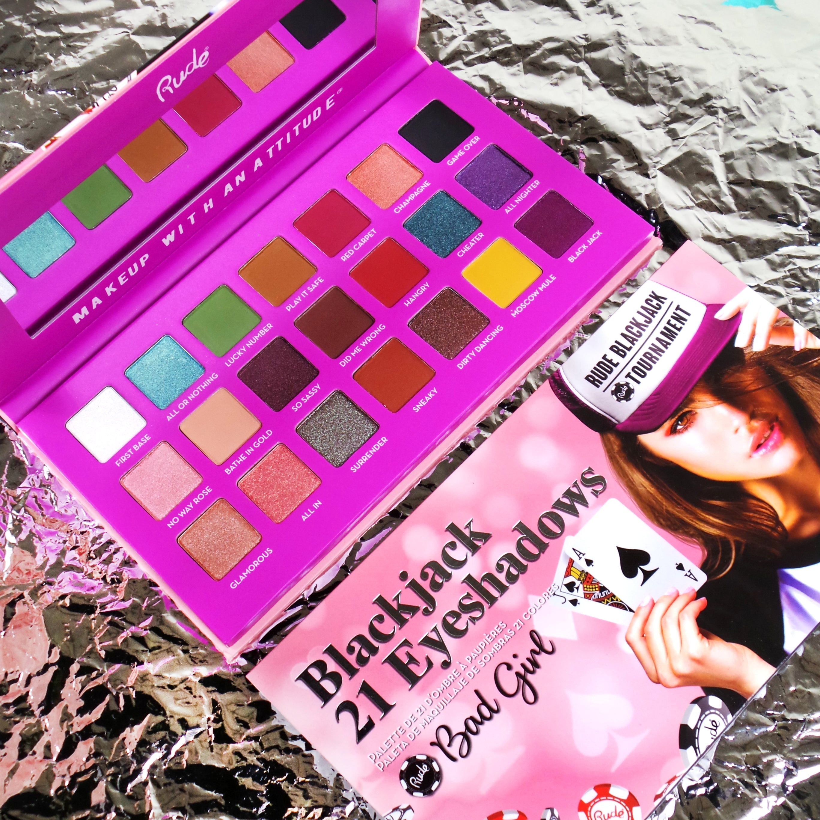 Blackjack 21 Bad Girl Eyeshadow Palette Eyeshadow by Rude Cosmetics | Fleurcouture