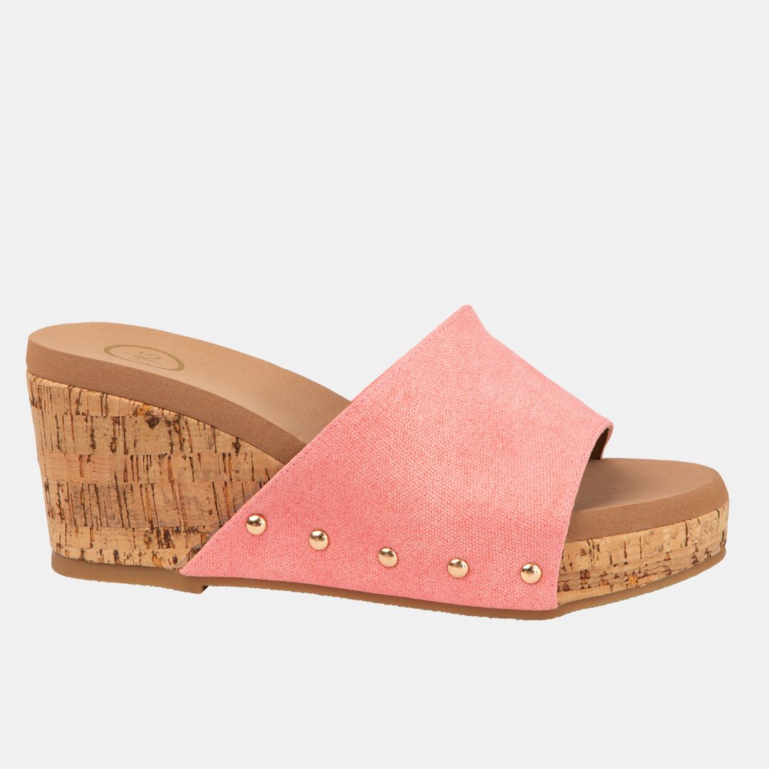 Blair Wedge With Cork Effect Platform 6 Coral WEDGES by MODAPASSO | Fleurcouture