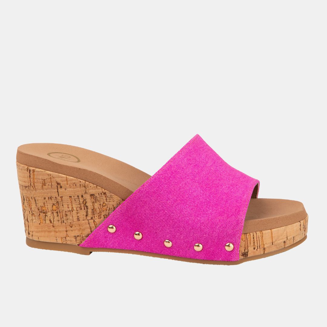 Blair Wedge With Cork Effect Platform 6 Fuchsia WEDGES by MODAPASSO | Fleurcouture