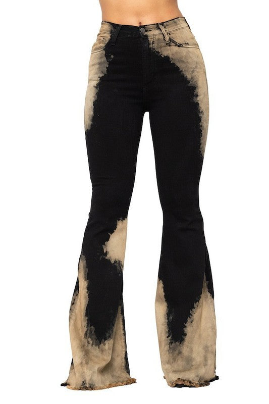 Bleach Bum Bell Bottoms Black by GJG Denim | Fleurcouture