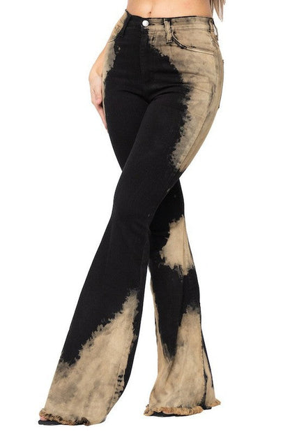 Bleach Bum Bell Bottoms- Inseam 32&quot; black by GJG Denim | Fleurcouture