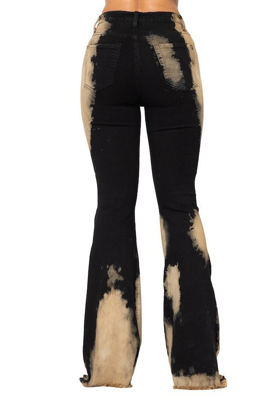 Bleach Bum Bell Bottoms- Inseam 32&quot; black by GJG Denim | Fleurcouture