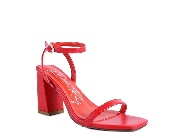 Block Heel Ankle Strap Sandals Red 6 by Rag Company | Fleurcouture