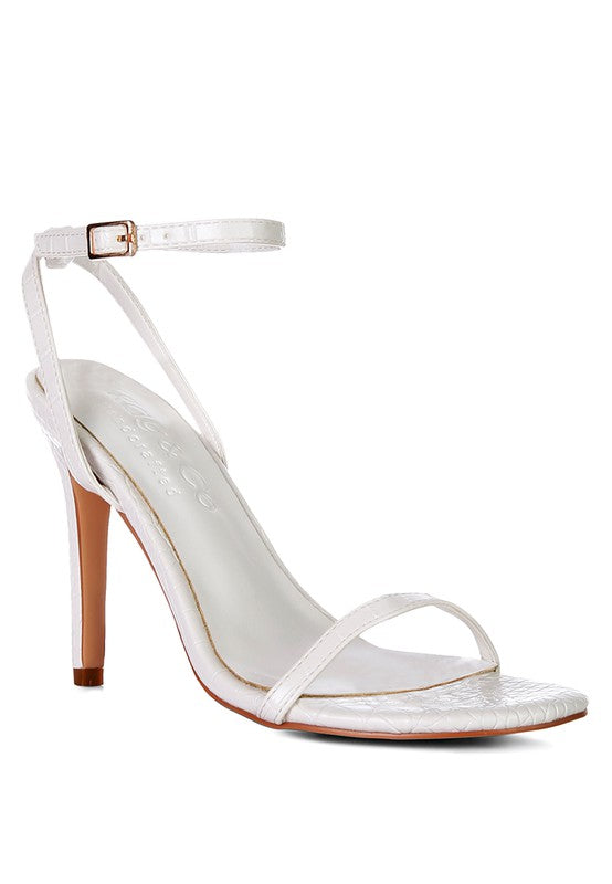 BLONDES Croc High Heeled Sandal Off White 8 by Rag Company | Fleurcouture