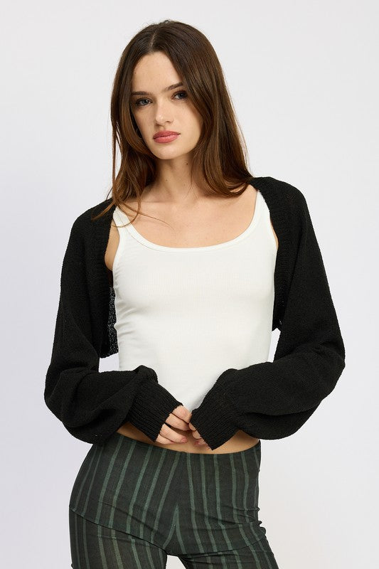 BLOUSON SLEEVE BOLERO BLACK S by Emory Park | Fleurcouture