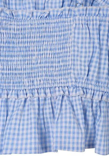 Blue gingham tank top Blue gingham by Lilou | Fleurcouture