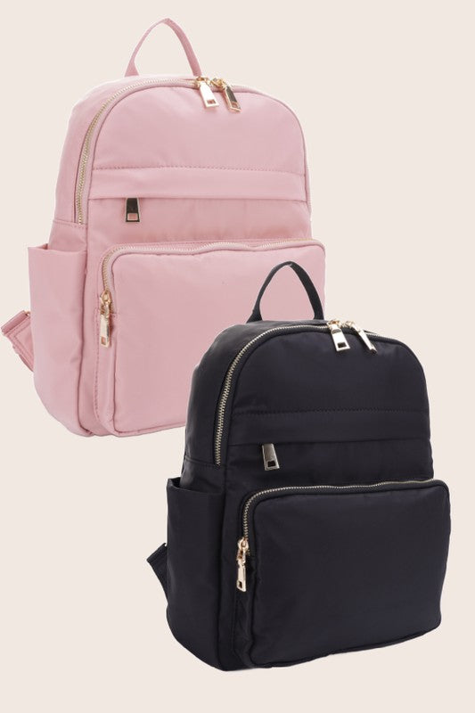 Blush or Black Lux Backpack with Gold Zipper Bag 1 by Dani & Em | Fleurcouture