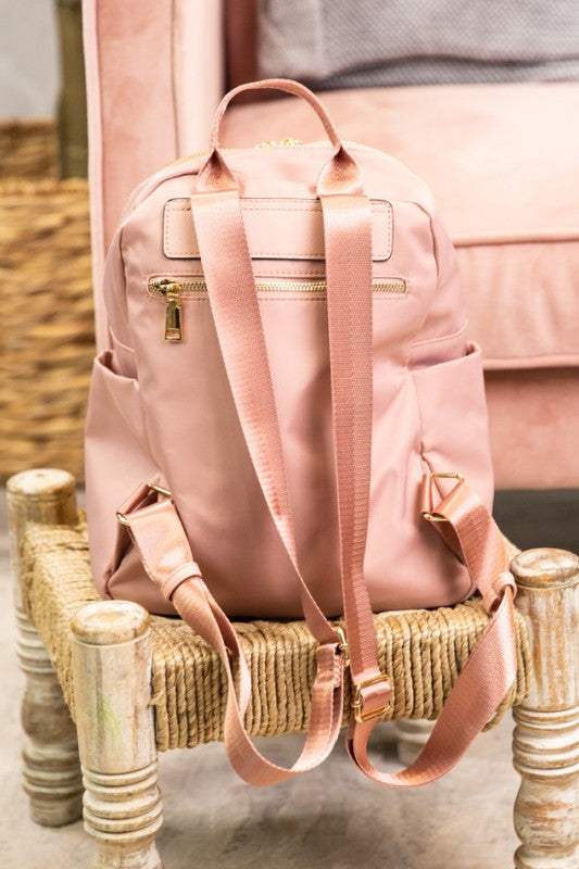 Blush or Black Lux Backpack with Gold Zipper Bag 1 by Dani & Em | Fleurcouture