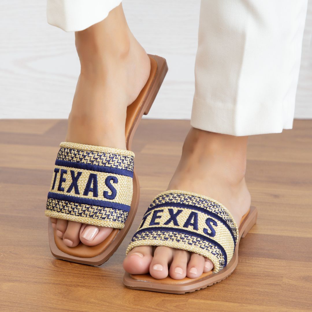 BOBBIE GAME DAY TEXAS Blue FLATS by MODAPASSO | Fleurcouture