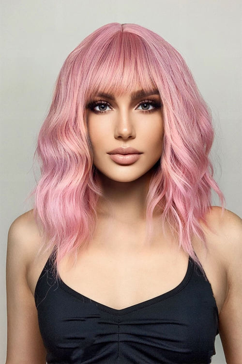 Bobo Wave Synthetic Wigs 12'' Pink One Size by Trendsi | Fleurcouture