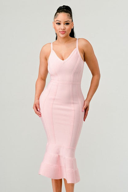 BODYCON MIDI DRESS PINK by Athina | Fleurcouture