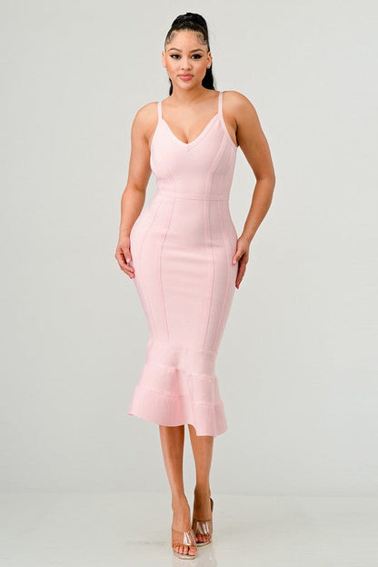 BODYCON MIDI DRESS PINK by Athina | Fleurcouture