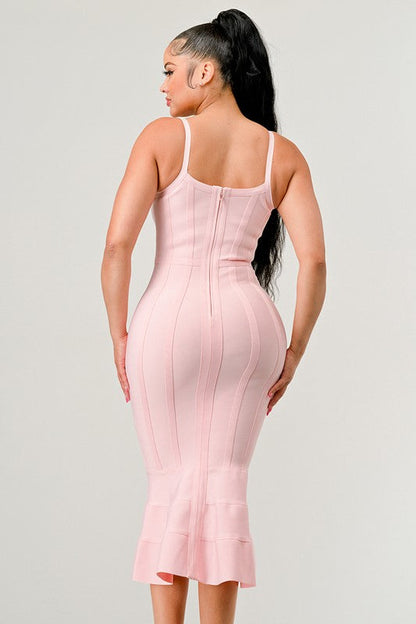 BODYCON MIDI DRESS PINK by Athina | Fleurcouture