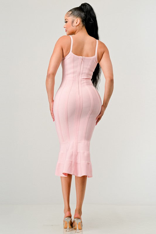 BODYCON MIDI DRESS PINK by Athina | Fleurcouture