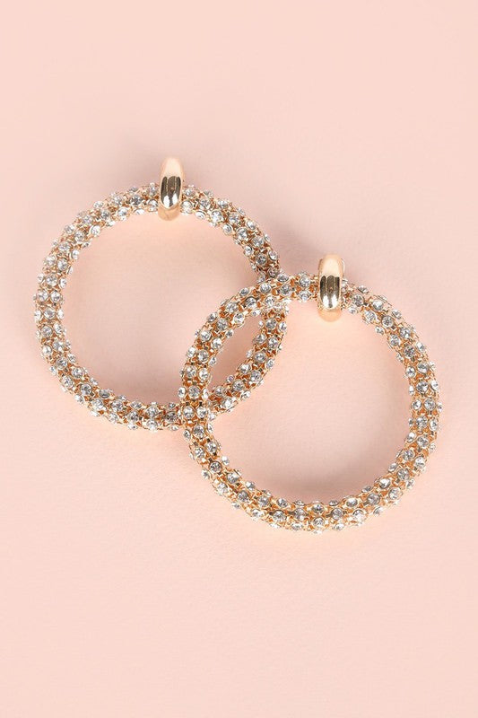 BOLD RHINESTONE HOOP EARRINGS GDCL Os by Bella Chic | Fleurcouture