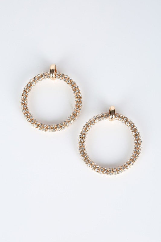 BOLD RHINESTONE HOOP EARRINGS Os by Bella Chic | Fleurcouture