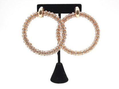 BOLD RHINESTONE HOOP EARRINGS Os by Bella Chic | Fleurcouture