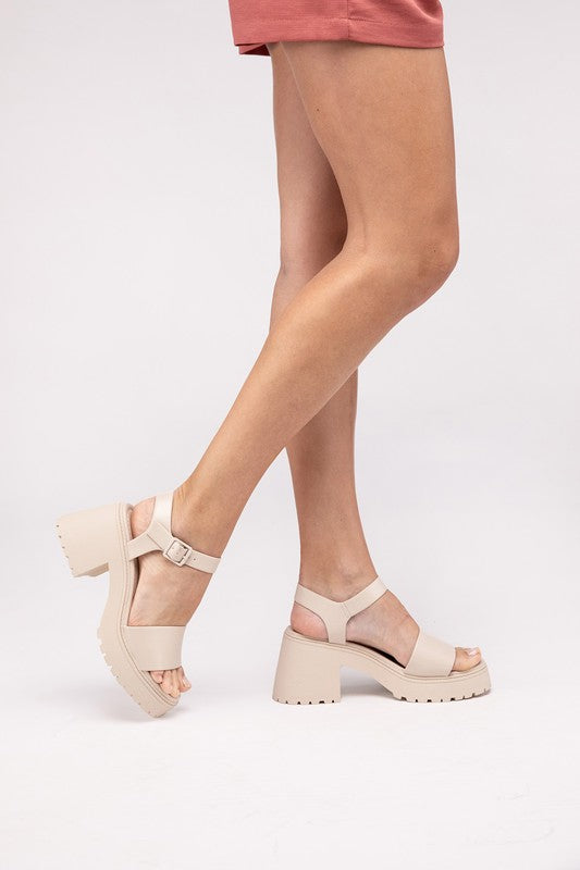 BOOMER-S Platform Heel Sandals Ivory 5.5 by Fortune Dynamic | Fleurcouture