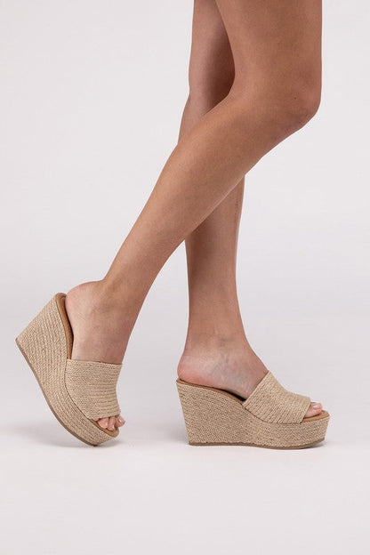 Bounty-S Wedge Platform Heels TAN by Fortune Dynamic | Fleurcouture