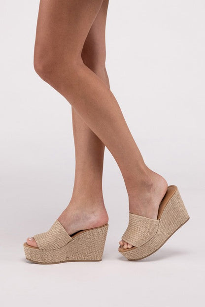 Bounty-S Wedge Platform Heels TAN by Fortune Dynamic | Fleurcouture