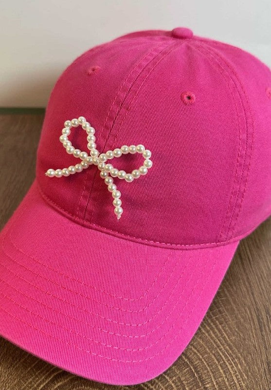 Bow baseball cap HOT PINK One Size by Miss Sparkling | Fleurcouture