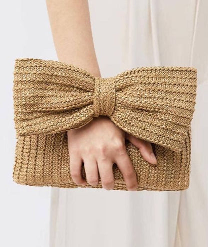 Bow clutch purse Beige One Size by Miss Sparkling | Fleurcouture