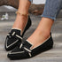 Bow Contrast Trim Point Toe Loafers Black 36(US5) Shoes & Bags by Trendsi | Fleurcouture