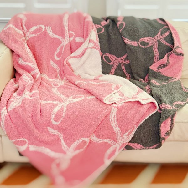 Bow Scalloped Coziest Blanket OS by Ellison and Young | Fleurcouture