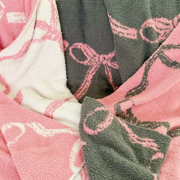 Bow Scalloped Coziest Blanket OS by Ellison and Young | Fleurcouture