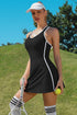 Bra V Neck Racerback Tennis Dresses with Shorts Black XS by Charmo | Fleurcouture