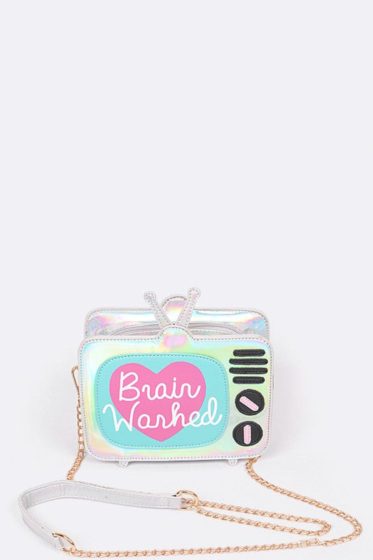 Brain Washed Iconic TV Clutch Silver O/S by Artini Accessories | Fleurcouture