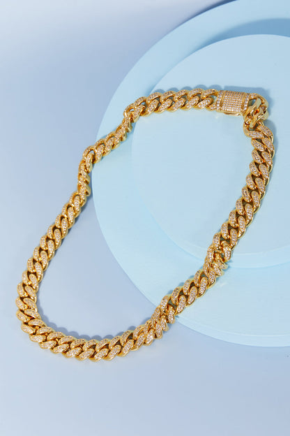 Brass Curb Chain Necklace Gold One Size Accessories by Trendsi | Fleurcouture