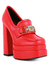 BRATZ High Block Heeled Jewel Loafers Red 5 by Rag Company | Fleurcouture