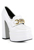 BRATZ High Block Heeled Jewel Loafers White 8 by Rag Company | Fleurcouture