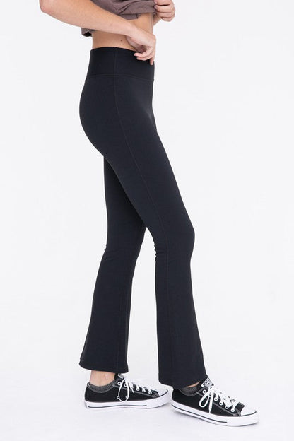 BRONZE - Ribbed Flare High-Waist Leggings Black by Mono B | Fleurcouture