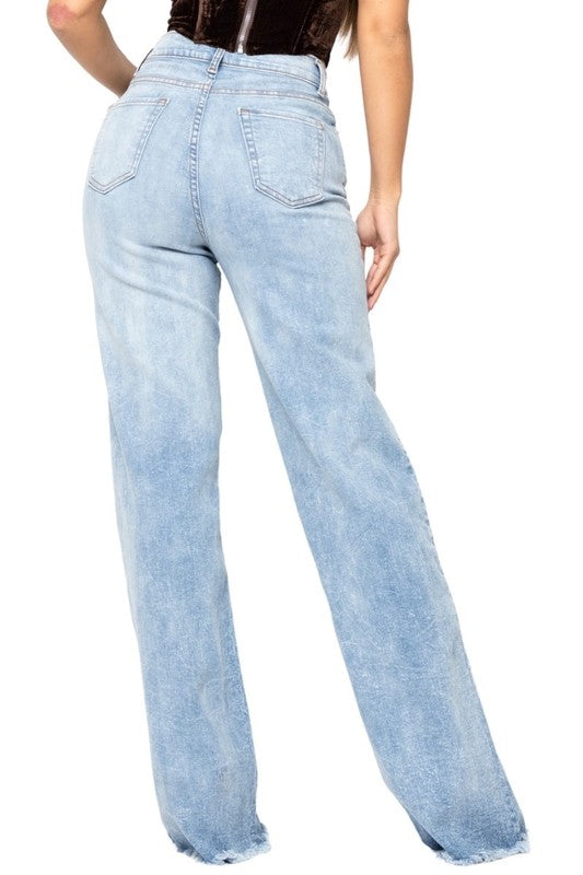 Brooklyn Wide Leg Jean Light Wash by GJG Denim | Fleurcouture