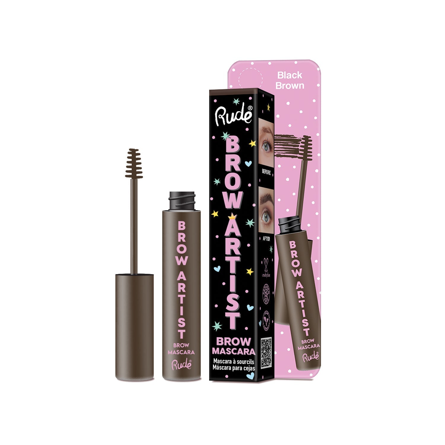 Brow Artist Brow Mascara Black Brown Eyebrows by Rude Cosmetics | Fleurcouture