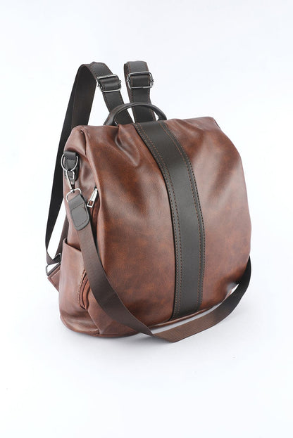 Brown Multifunctional Retro Faux Leather Backpack Brown ONE SIZE Pu Leather Shoes &amp; Bags by Fleurcouture | Fleurcouture