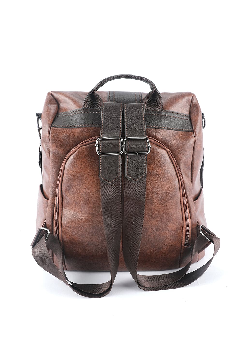 Brown Multifunctional Retro Faux Leather Backpack Brown ONE SIZE Pu Leather Shoes &amp; Bags by Fleurcouture | Fleurcouture