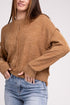 Brushed Melange Hacci Hi-Low Hem Sweater DEEP CAMEL S/M by ZENANA | Fleurcouture