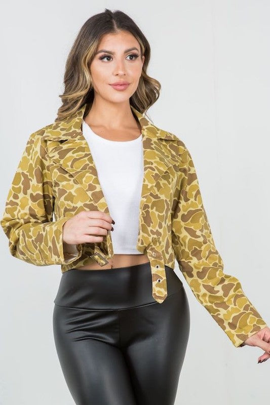 Bubble Camo Jacket in Yellow Yellow XL by GJG Denim | Fleurcouture